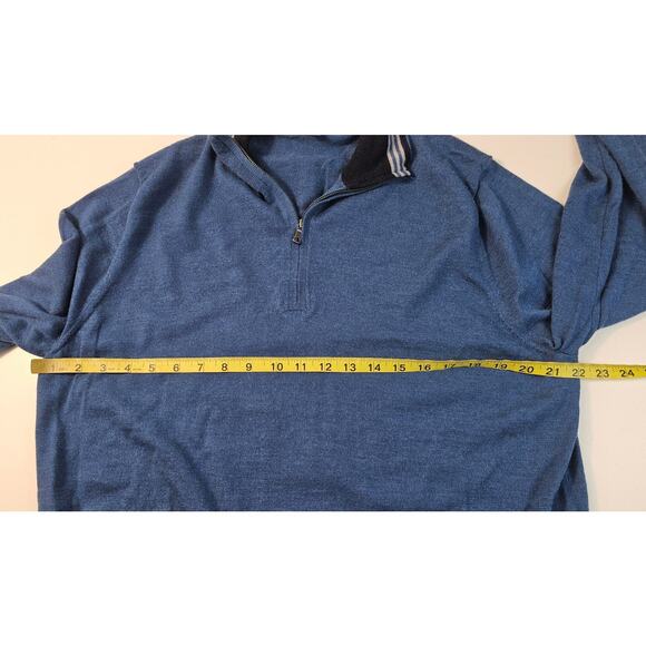 Brooks brothers blue 1/4 zip 100% merino wool EUC preppy casual warm winter XL - Picture 8 of 8